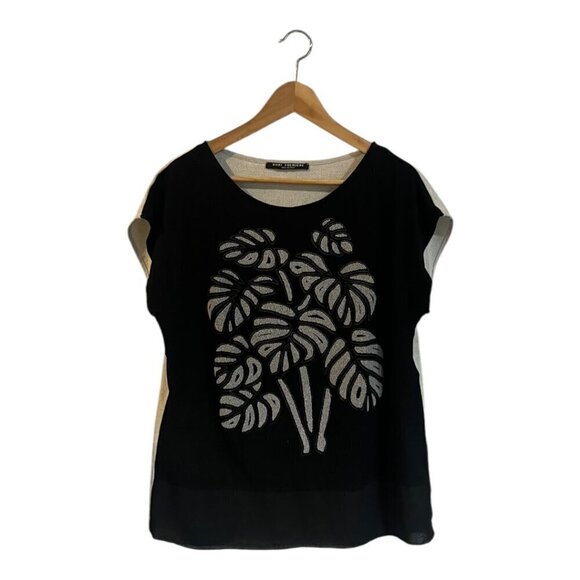 Dori Premiere Top Made In Italy Size Large Beaded Mixed Media - Picture 1 of 5
